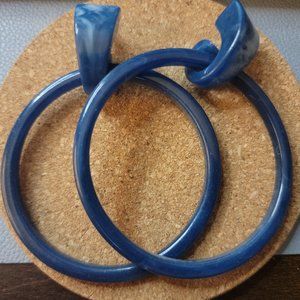 Blue Dangle Hoop Earrings